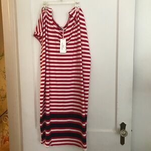 Vineyard Vines W 3XL Red& White with Navy Striped Dress; New